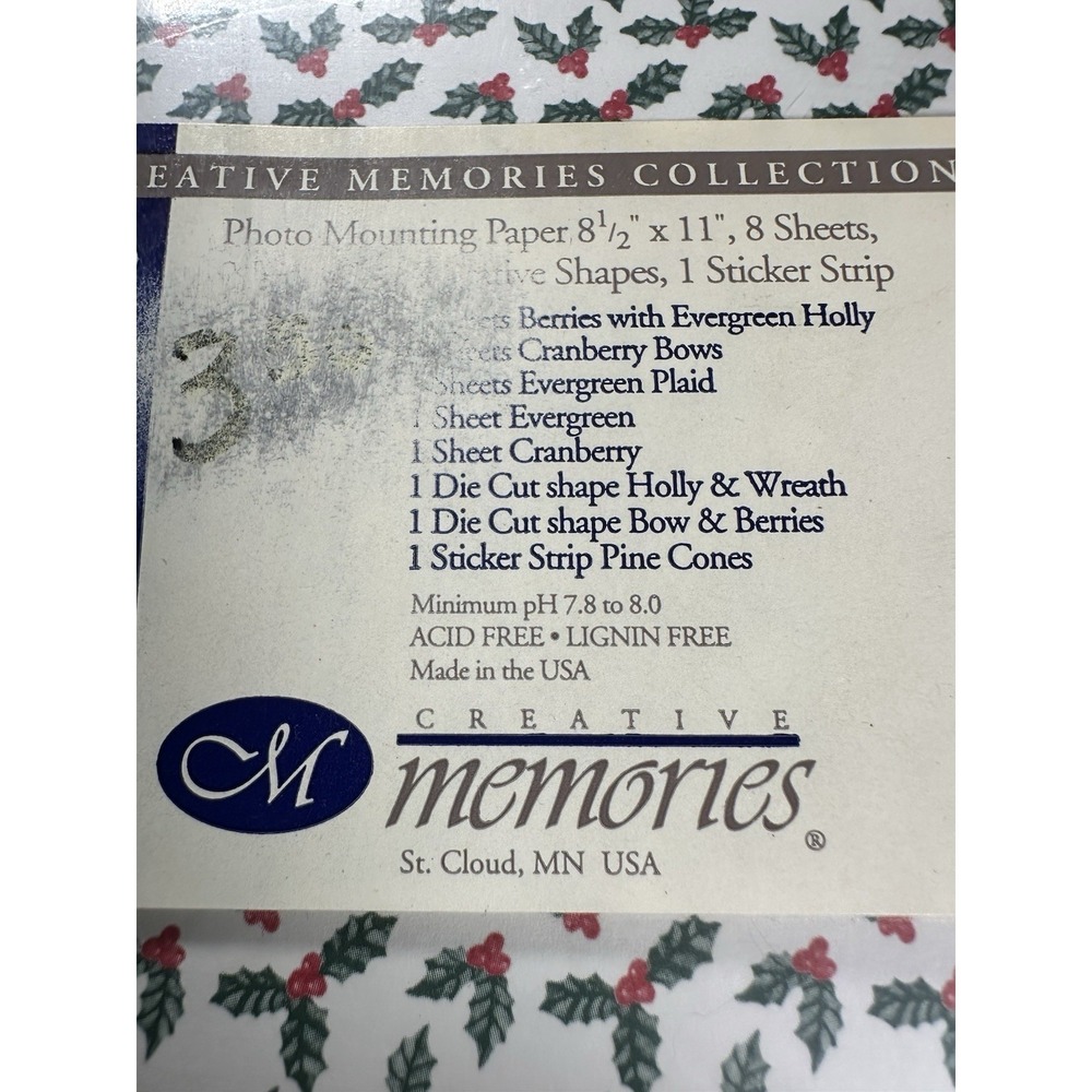 Creative Memories 8 1/2 X 11 Xmas Photo Mounting Kit Paper, Stickers